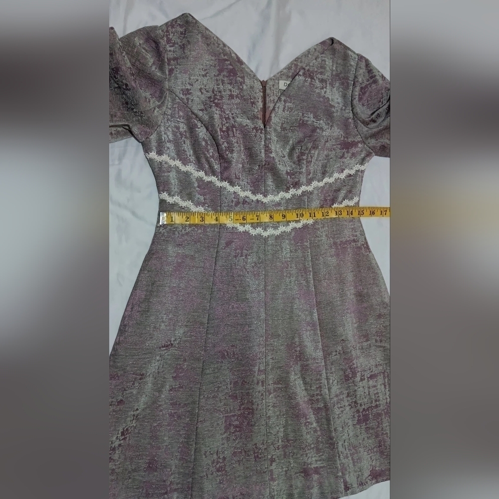 NWT D. CHIC Coquette Velvet Purple/ Gray Princess Cut Size L - Picture 9 of 11